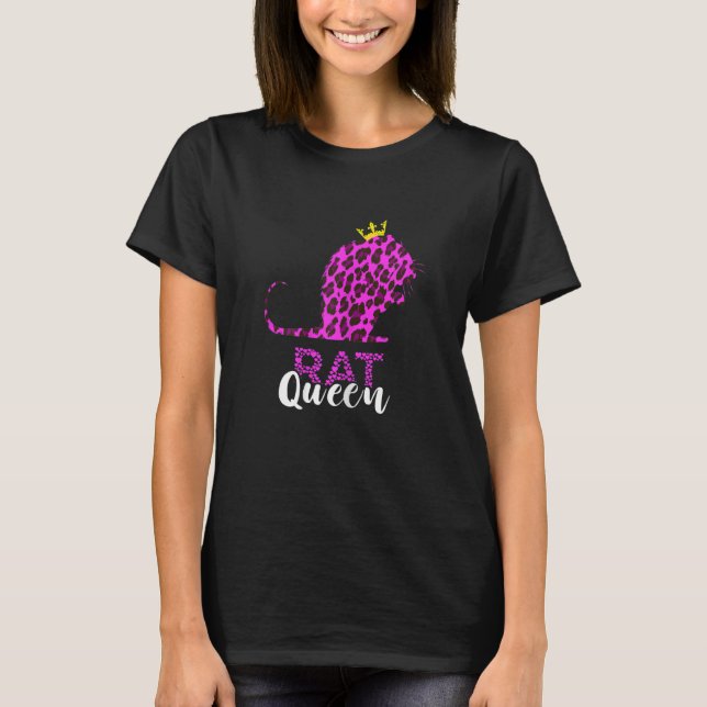 Rat Queen Crown Leopard Mouse Rat Lover Rodent Rat T-Shirt (Front)
