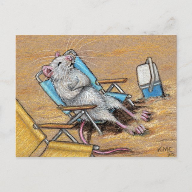 Rat relaxing on Beach Postcard (Front)