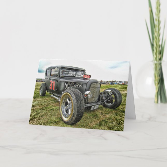 Rat Rod Classic Car Birthday Card (Front)