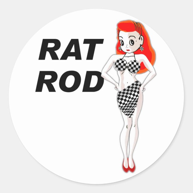 Rat Rod Classic Round Sticker (Front)