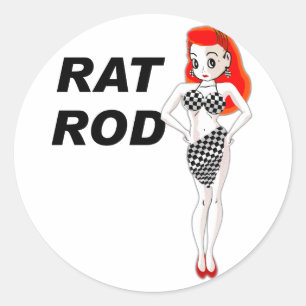 Rat Rod Classic Round Sticker
