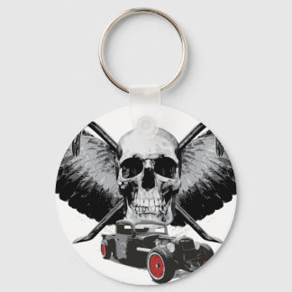Rat Rod Skull & Crowbars Key Ring