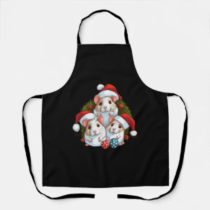 Rat Sitting in snow with Lights Christmas Santa Ha Apron