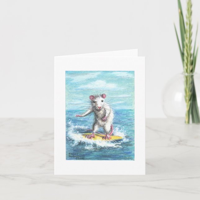 Rat surfer note card (Front)