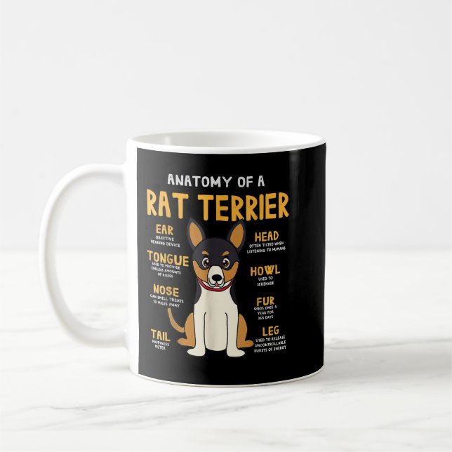 Rat Terrier Anatomy Funny Dog Mum Dad  Coffee Mug (Left)