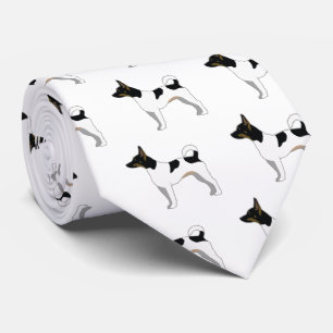Rat Terrier Basic Breed Silhouette Design Tie