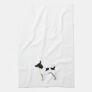 Rat Terrier Basic Breed Silhouette Illustration Tea Towel