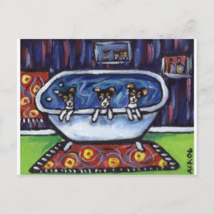 Rat terrier bath postcard