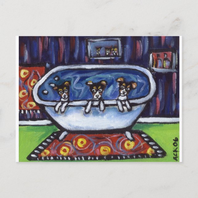 Rat terrier bath postcard (Front)