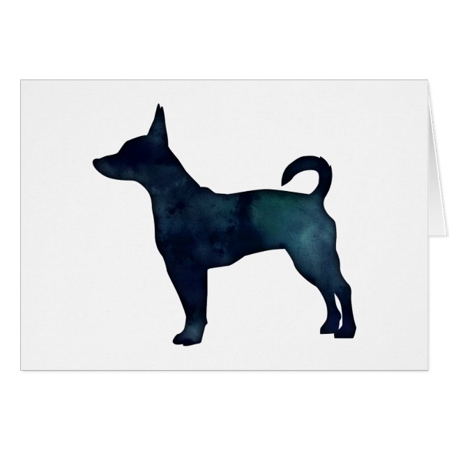 Rat Terrier Black Watercolor Silhouette (Front Horizontal)