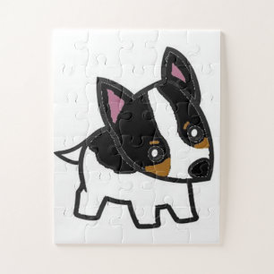 rat terrier cartoon white and black and tan jigsaw puzzle