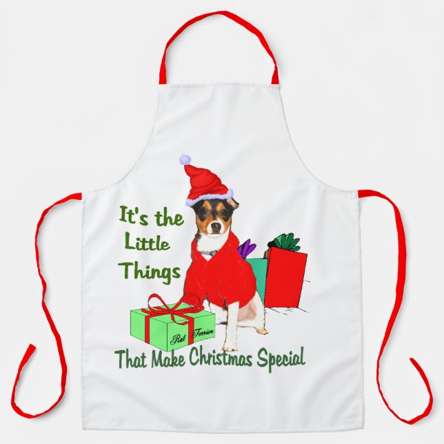 Rat Terrier Christmas Apron (Front)