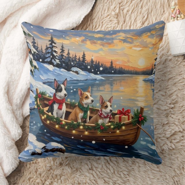 Rat Terrier Christmas Boat Holiday Cushion (Blanket)