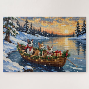 Rat Terrier Christmas Boat Holiday Jigsaw Puzzle