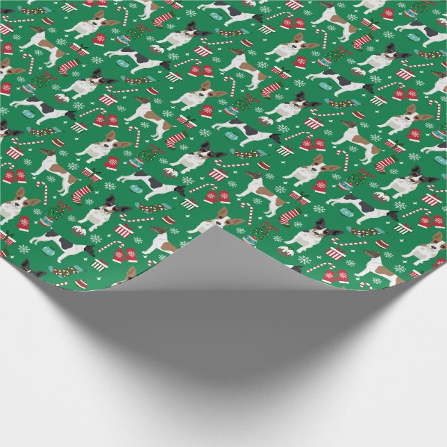 Rat Terrier Christmas Dogs Holiday Wrapping Paper (Corner)