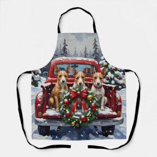Rat Terrier Christmas Red Truck Holiday Apron