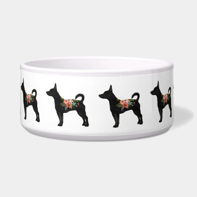 Rat Terrier CN Dog Boho Floral Silhouette (Front)