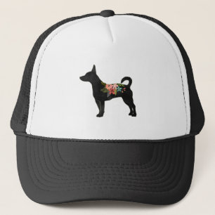 Rat Terrier CN Dog Boho Floral Silhouette Trucker Hat