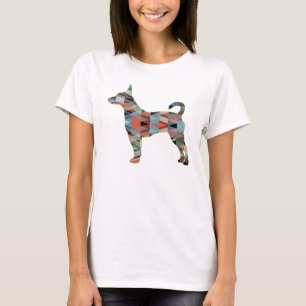Rat Terrier Colourful Geometric Pattern Silhouette T-Shirt
