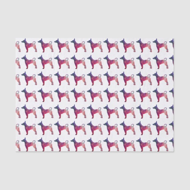 Rat Terrier Colourful Geometric Pattern Silhouette Tissue Paper (Front)