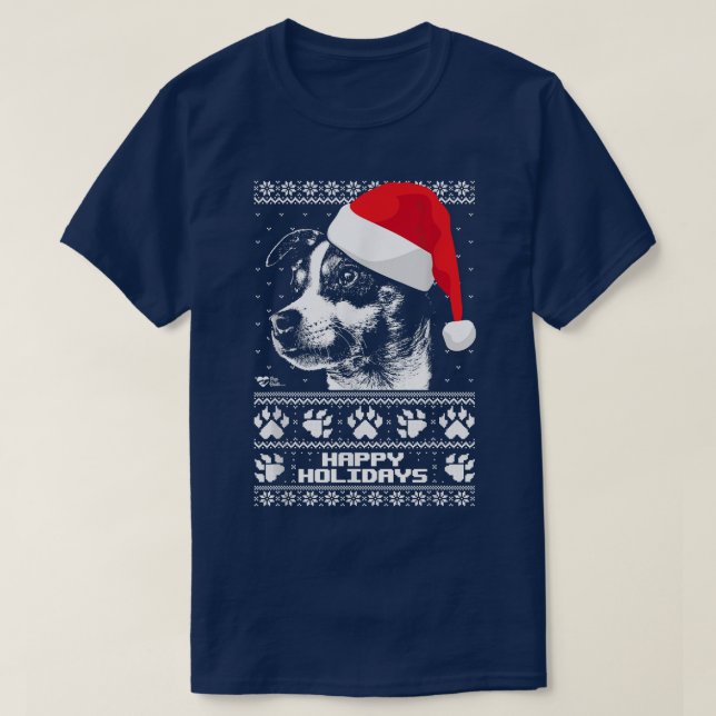 Rat Terrier Cute Happy Holidays Christmas  T-Shirt (Design Front)