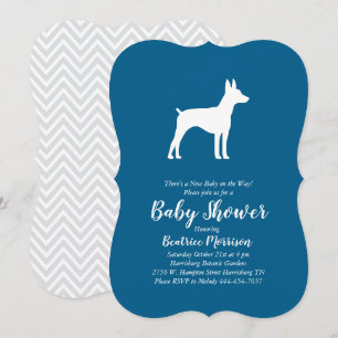 Rat Terrier Dog Baby Shower Blue Boy Invitation