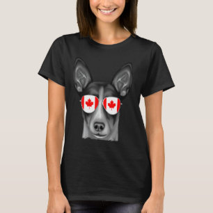 Rat Terrier Dog Canada Flag Sunglasses T-Shirt