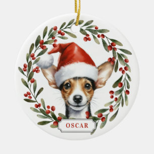 Rat Terrier Dog Ceramic Circle Ornament