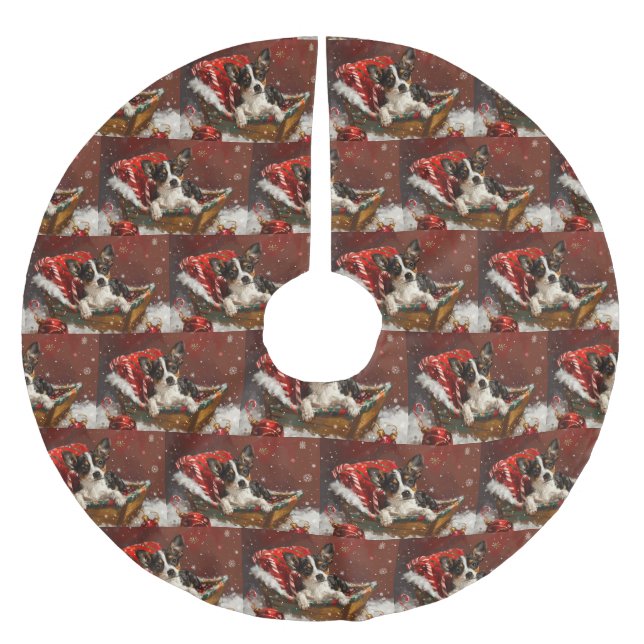 Rat Terrier Dog Christmas Festive Brushed Polyester Tree Skirt (Front)