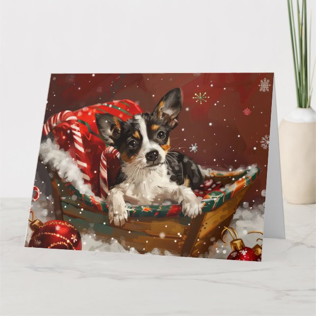 Rat Terrier Dog Christmas Festive Card (Front)