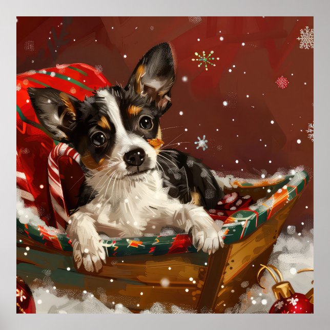 Rat Terrier Dog Christmas Festive Poster (Front)
