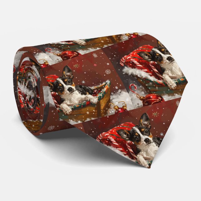 Rat Terrier Dog Christmas Festive Tie (Rolled)