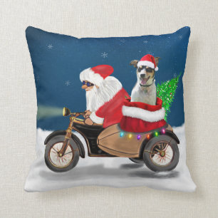 Rat Terrier Dog Christmas Santa Claus Cushion