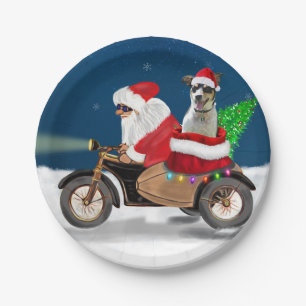 Rat Terrier Dog Christmas Santa Claus   Paper Plate
