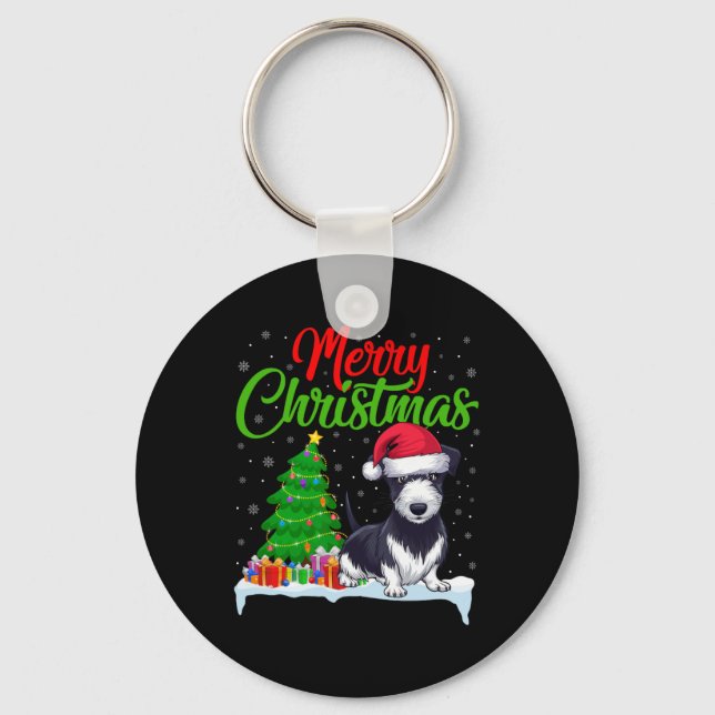 Rat Terrier Dog Christmas Tree Lights Funny Xmas D Key Ring (Front)