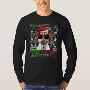 Rat Terrier Dog Feliz Navidog Funny Christmas T-Shirt