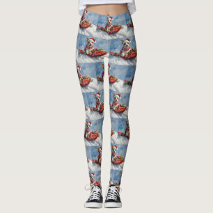 Rat Terrier Dog in Sledge Let it Snow Christmas  Leggings