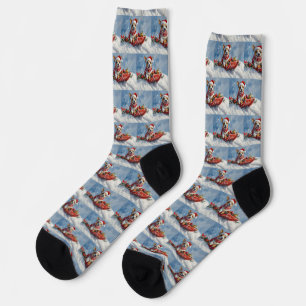 Rat Terrier Dog in Sledge Let it Snow Christmas Socks