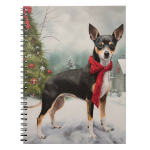 Rat Terrier Dog in Snow Christmas Notebook