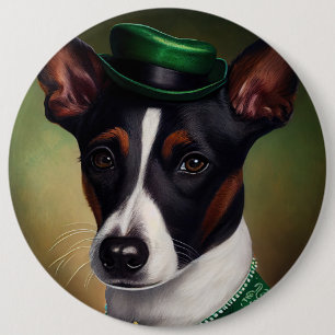 Rat Terrier Dog in St. Patrick's Day Dress 6 Cm Round Badge