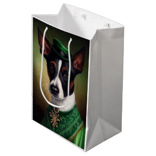 Rat Terrier Dog in St. Patrick's Day Dress Medium Gift Bag