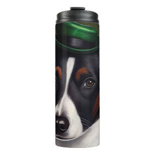 Rat Terrier Dog in St. Patrick's Day Dress Thermal Tumbler