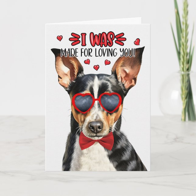Rat Terrier Dog Made for Loving You Valentine Holiday Card (Front)