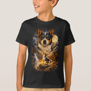 Rat Terrier Dog Nature Howling to the Moon Vintage T-Shirt