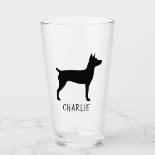 Rat Terrier Dog Silhouette Personalised Drinking Glass