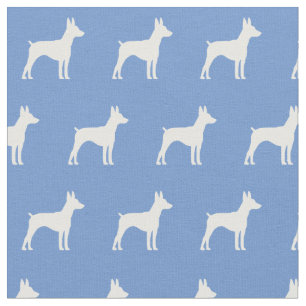 Rat Terrier Dog Silhouette Pet Light Blue Fabric