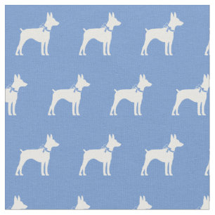 Rat Terrier Dog Silhouette Pet Light Blue Fabric