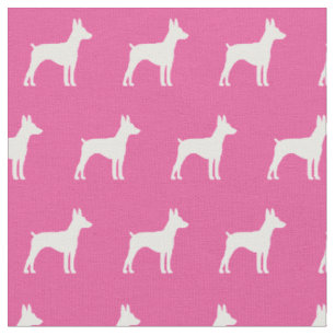Rat Terrier Dog Silhouette Pet Pink Fabric