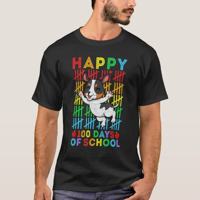 Rat Terrier Dog Teacher Student Happy 100 Days of  T-Shirt (Front)
