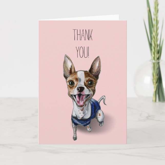 Rat Terrier Dog Watercolor Painting | Thank You (Front)